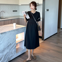 Gestational Dress Foreign Dress Short Sleeve Summer Large Size New Korean Version Loose High Waist Display Slim Tide Moms Plaid Dress Little Fresh
