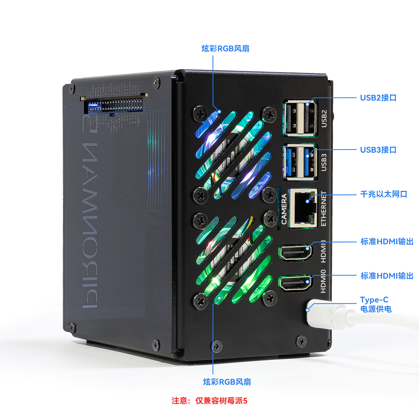 Raspberry Pi 5 Pironman 5-MAX Dual NVMe M.2 SSD PCIe Chassis Case
