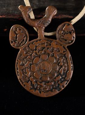 吉祥鸟天铜托甲九宫八卦牌吊坠