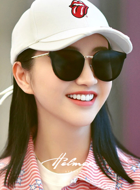 韩版防紫外线圆框刘仁娜同款墨镜