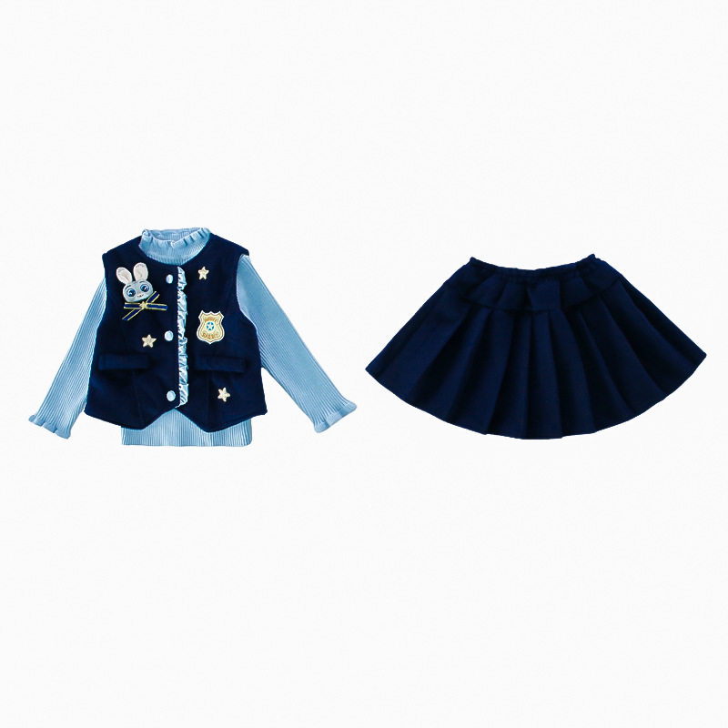 女小童加绒套装冬季2026新款卡通儿童马甲百褶裙三件套女宝宝冬装,淘宝优惠券,粉丝福利购,淘宝优惠卷