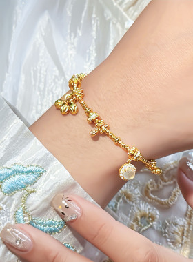 足银999龙心四花多宝手链女新中式百搭足银手饰礼物