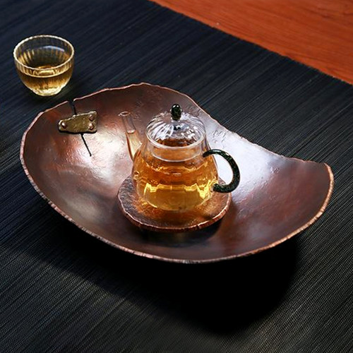 台湾精工作家何櫆境遗作绝版 手工红铜壶承干泡台茶船不锈钢茶刀 - 图3