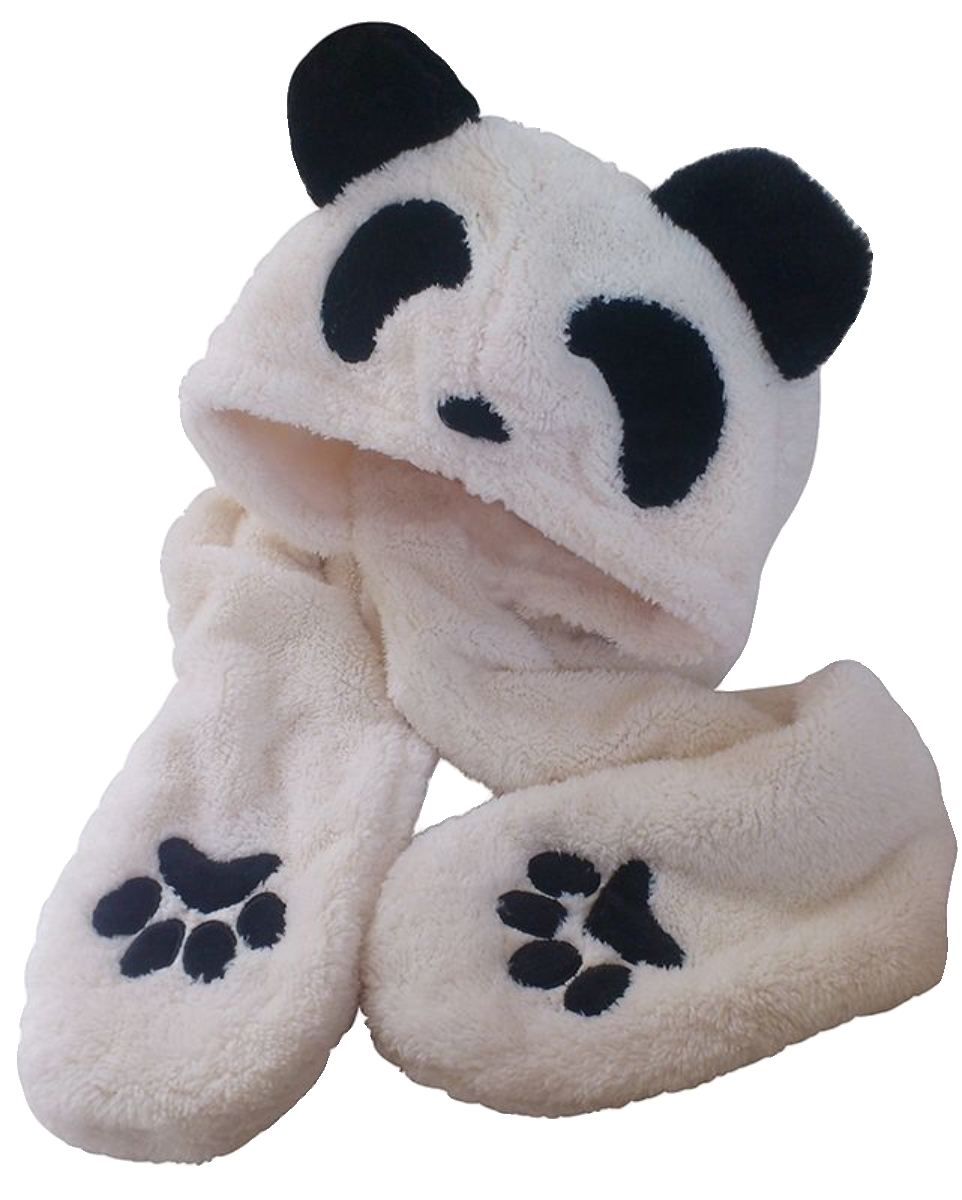 2023新款可爱熊猫帽子围巾手套一体冬季保暖三件套女生毛绒茸小熊 - 图3