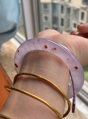 天然紫玉髓红朱砂巴西玛瑙蔷薇樱花雨圆条手镯南红荔枝冻冰透水润