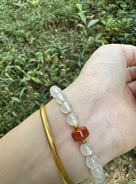 马料冰种玛瑙白月光南红顶珠手串鸿运当头送礼黄金搭档女母亲手链