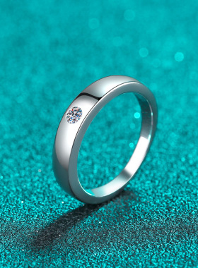 S925纯银莫桑石情侣戒指保真