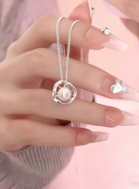 999纯银法式复古淡水珍珠项链女轻奢小众高级感吊坠秋冬项饰批发