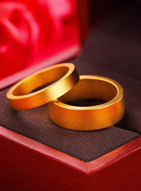 周家同款古法沙金喷砂情侣素圈