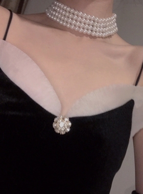 多层项圈珍珠基本款女赫本风项链