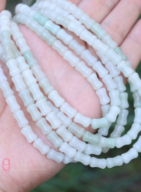 天然绿东陵佘太岁竹节玉石管珠