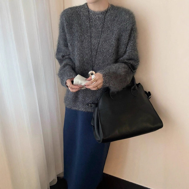 Original 2025 autumn and winter Korean style gentle style multi-color floral yarn blended pure wool sweater for women simple inner sweater