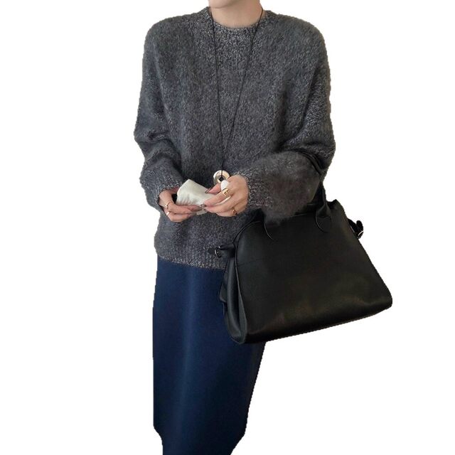 Original 2025 autumn and winter Korean style gentle style multi-color floral yarn blended pure wool sweater for women simple inner sweater