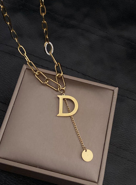 字母韩国高档钛钢毛衣链网红同款