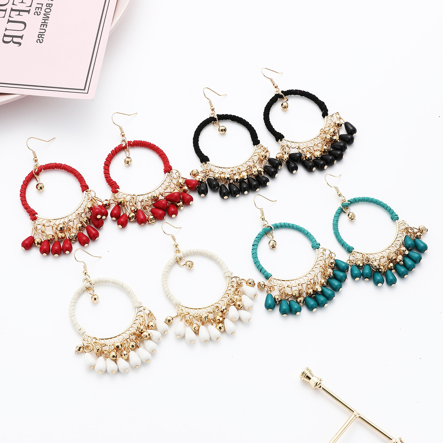 民族风气质手工编织流苏耳环波西米亚复古圆形铃铛耳坠个性时尚新,淘宝优惠券,粉丝福利购,淘宝优惠卷