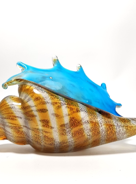 现代轻奢艺术琉璃多彩海螺摆件样板房售楼处桌面电视柜软装饰品