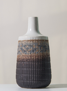 陶瓷花瓶北欧细颈火柴皮大中小号花插陶瓷摆件民宿样板房装饰花器