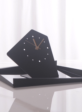 现代简约创意几何时钟摆件样板房售楼处桌面书桌床头柜软装饰品