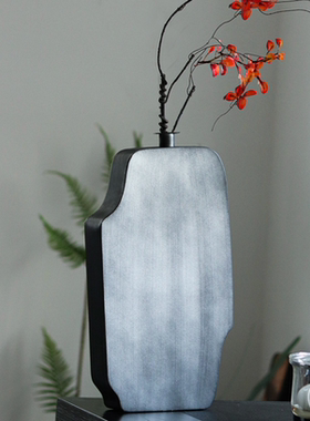 现代简约创意树脂扁花瓶花器样板房售楼处桌面茶几电视柜软装饰品