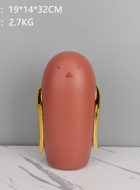 电镀金色长耳朵兔子砖红色创意小鸟老鹰动物雕塑摆件树脂工艺品