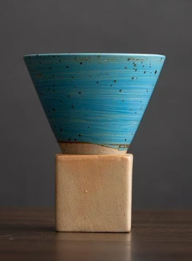 创意粗陶咖啡杯拉花杯复古陶瓷马克杯杯子水杯水吧餐桌窑变陶瓷