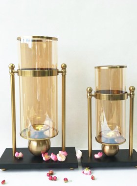 欧式风玻璃透明插花金属装饰品