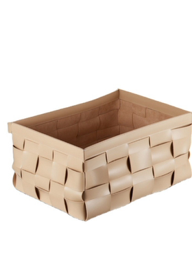 现代简约创意皮质编织首饰盒样板房售楼处桌面衣帽间收纳篮饰品