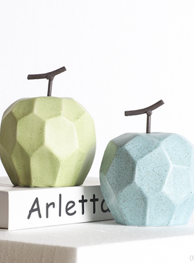 现代简约创意陶瓷苹果梨摆件样板房售楼处桌面电视柜水果软装饰品