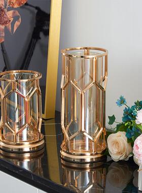 轻奢玻璃美式风玄关电视柜摆件