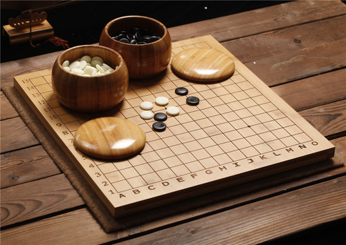 连珠五子棋标准套装云子/仿玉子竹罐仿藤15路座标双面盘/竹桌包邮 - 图0