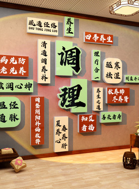 网红养生店装饰画中医馆文化墙面足浴美容院形象贴纸头疗图片宣传