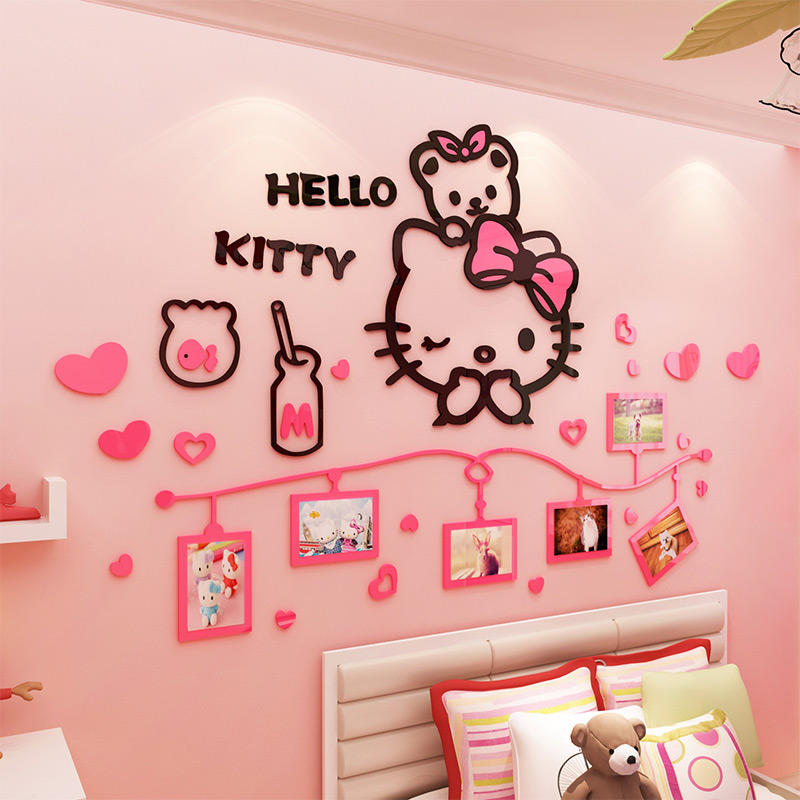 hellokitty猫贴纸儿童房间墙面贴装饰公主床头画卧室布置用品女孩