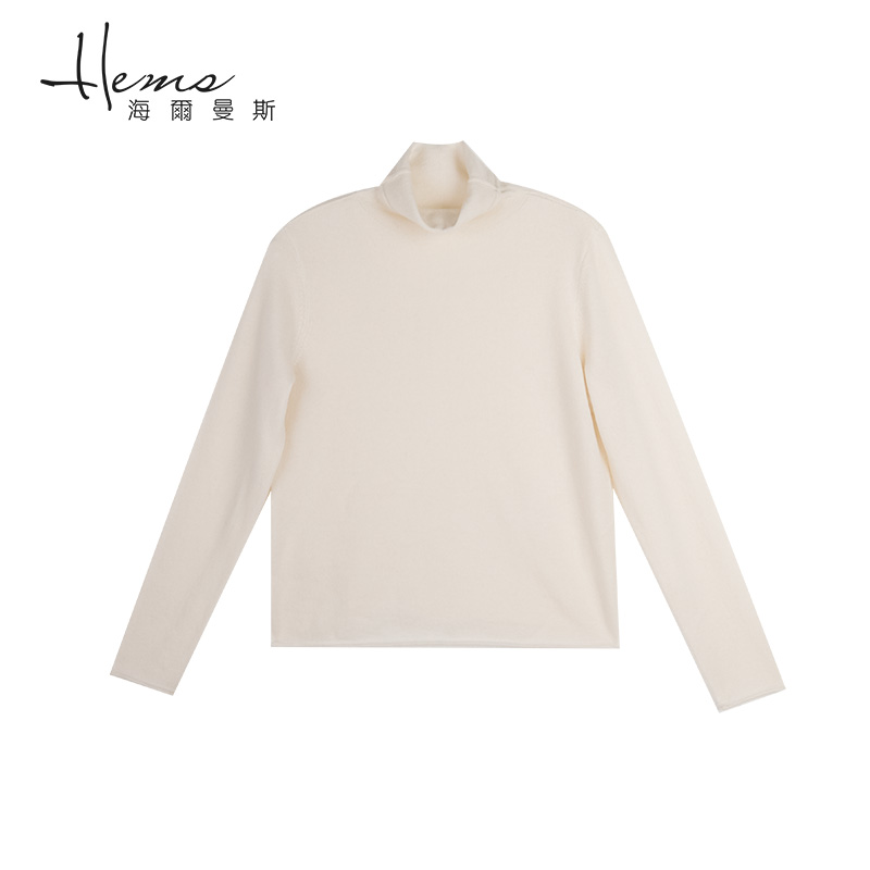 【纯臻羊绒】海尔曼斯女士高领羊绒衫简约通勤打底衫针织衫毛衣,淘宝优惠券,粉丝福利购,淘宝优惠卷