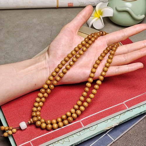 四川金丝楠木手串阴沉香文玩手链男女款老料真品金丝楠108颗佛珠 - 图1