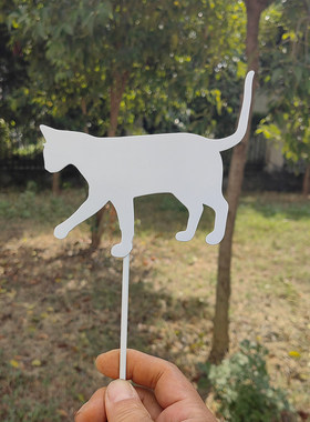 猫咪铁艺户外园艺花盆装饰庭院盆栽花插金属地插花盆插件15CM
