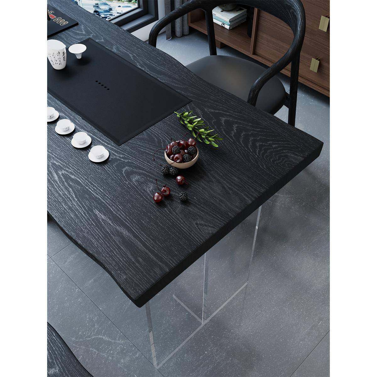 阳台实木茶桌椅组合碳化黑茶盘茶台一体泡茶桌家用2025新款小型桌,淘宝优惠券,粉丝福利购,淘宝优惠卷