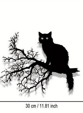 金属铁艺小猫上树暗黑风