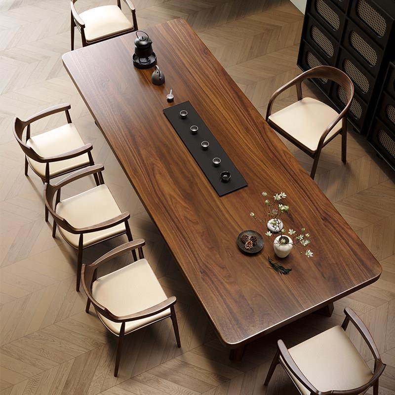 二大爷新中式黑胡桃木实木大板泡茶桌椅组合家用茶台2025新款高端,淘宝优惠券,粉丝福利购,淘宝优惠卷