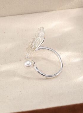 Nala娜啦蝴蝶珍珠开口戒指女轻奢高级感活口设计小众气质指环批发
