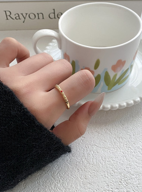 新中式复古如意花纹滴油可调节开口指环戒指女小众轻奢食指戒