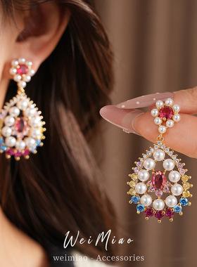 欧美气质新娘首饰锆石两件套装满钻气质项链耳环礼服晚宴配饰套链