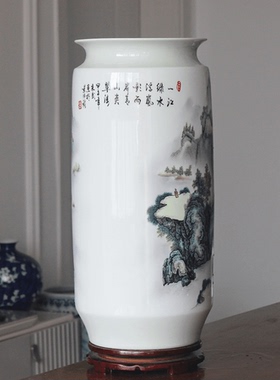 粉彩书房景德镇字画缸汉迎陶瓷