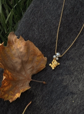 原创手绘系列  梦想之声 小熊项链 18k金项链