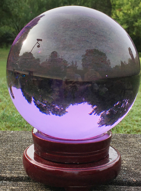人造k9透明一物一图紫色的大小梦幻全净体3cm水晶球招财原石摆件