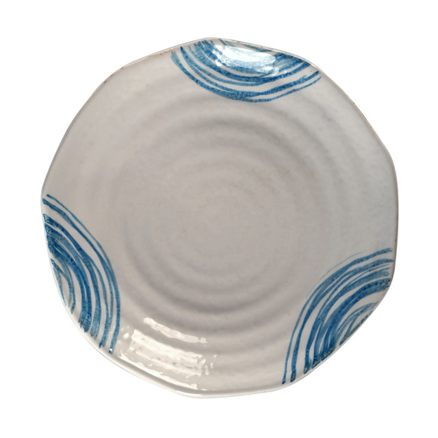 Japanese style underglaze ceramic plate