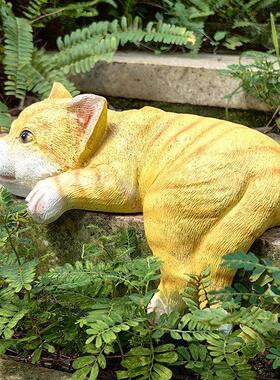 户外花园小猫装饰摆件窗台阳台摆件庭院花架创意小摆件慵懒猫花园