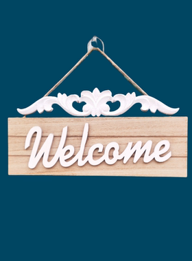 Welcome 北欧乡村装饰门牌挂牌创意木质营业中欢迎光临牌门店招牌