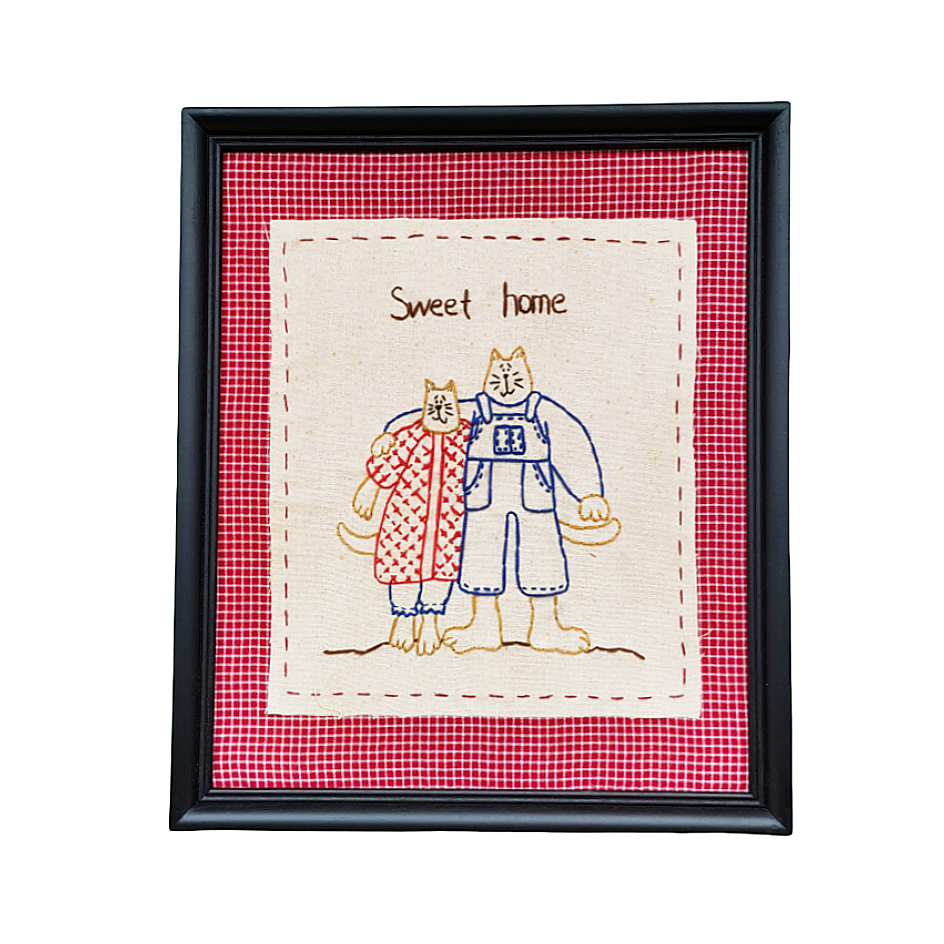 中古风治愈手工剌绣贴布画布艺装饰画壁画实木框壁饰客厅创意家居,淘宝优惠券,粉丝福利购,淘宝优惠卷