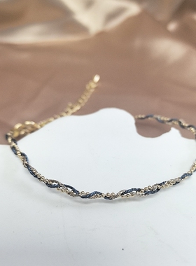 精致闪金线金珠手链 马卡龙色编织细手绳
