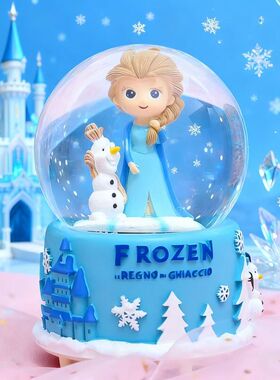 少女飘雪独角兽桌面音乐盒家居